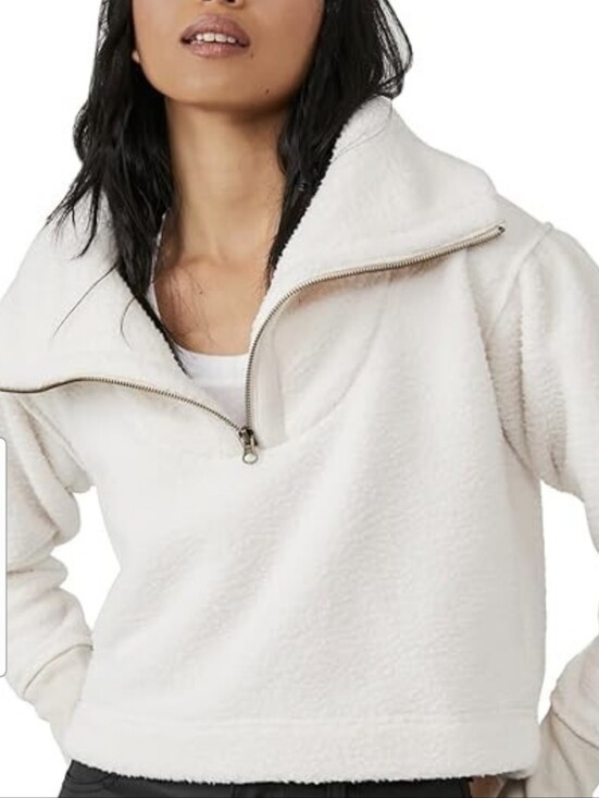 Free People Jackets & Blazers - Free People Cozy Crop Half-Zip Sherpa Pullover XL